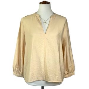 a new day Cream 3/4 Puff Sleeve V-Neck Top